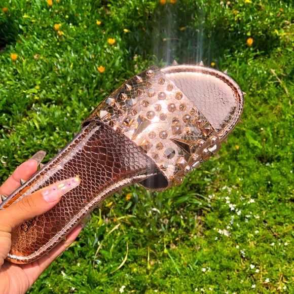 Shoes - ROSE 🌹 GOLD Rhinestone Slides